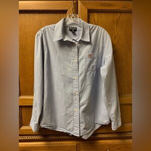 Ralph Lauren Men’s Blue White Pinstripe Button Up Long Sleeve Shirt Size Large